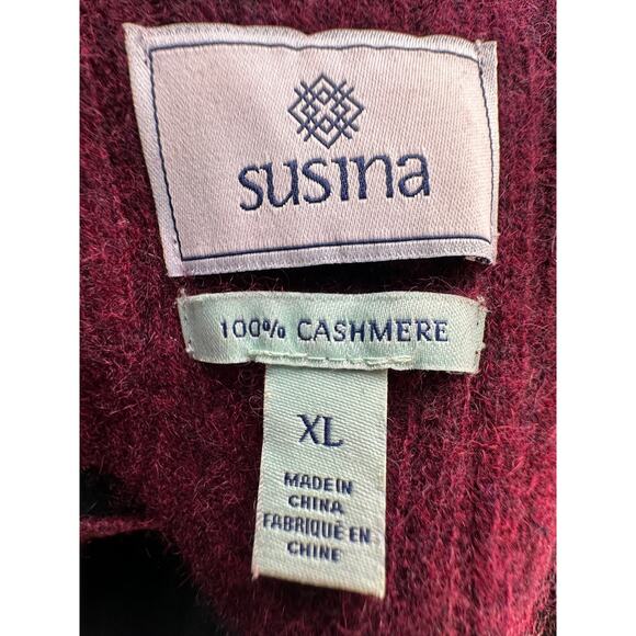 Neiman Marcus Cashmere Ribbed Sweater Sz XL Longline Burgundy Batwing Boat Neck - Picture 5 of 7